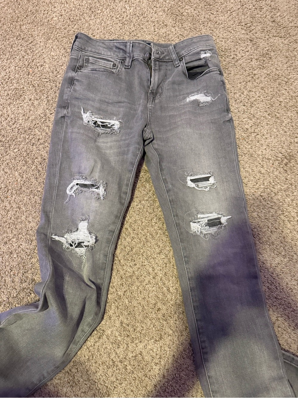 Aeropostale Grey Distressed Skinny Jeans